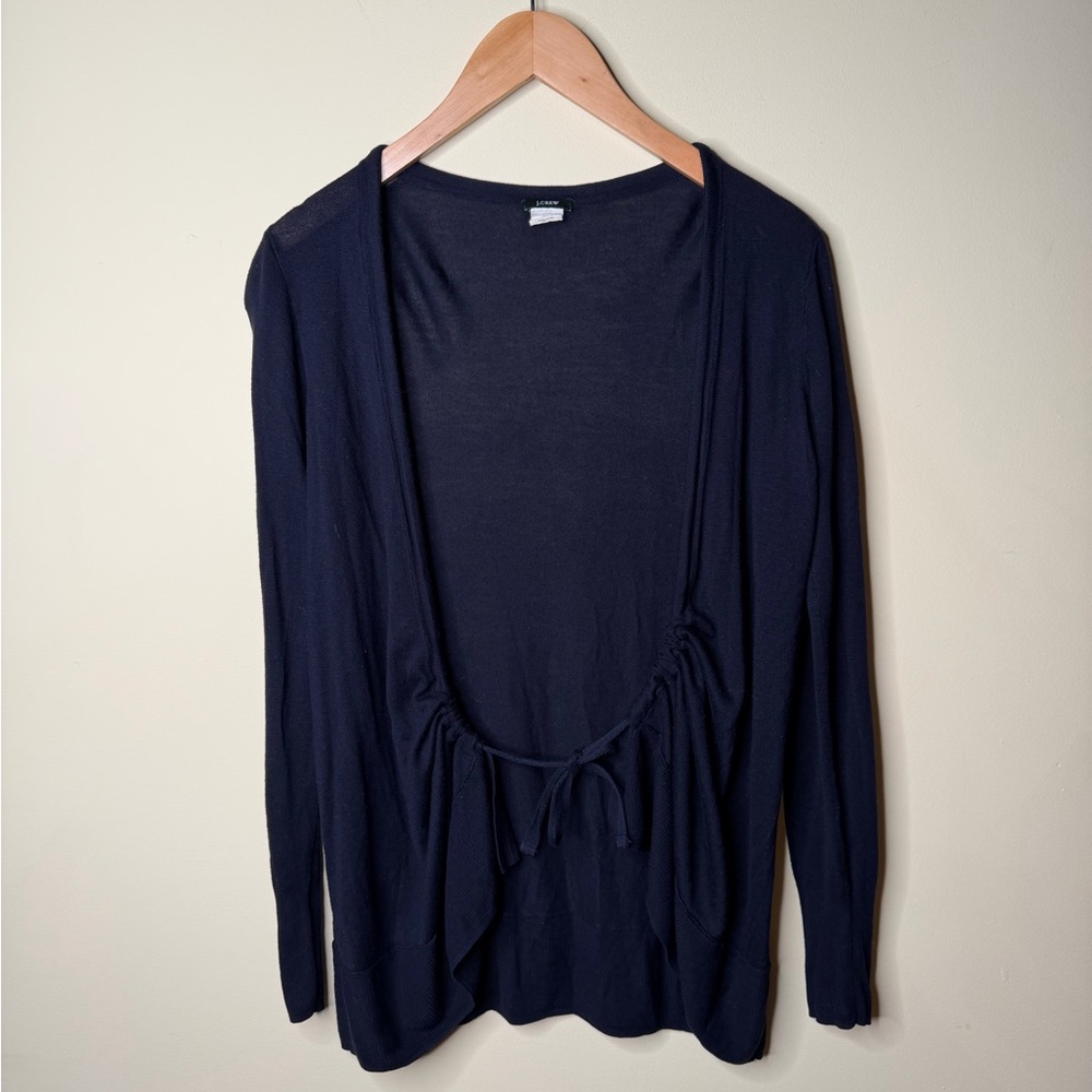 Vintage J.Crew Silk Blend Tie Front Cardigan Flowy Navy Blue Women’s Sm Classic